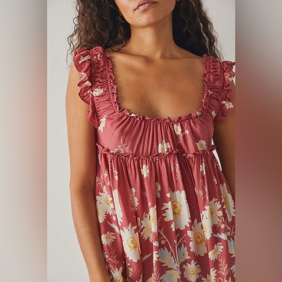 Free People Red Floral Mini Dress - Picture 2 of 9